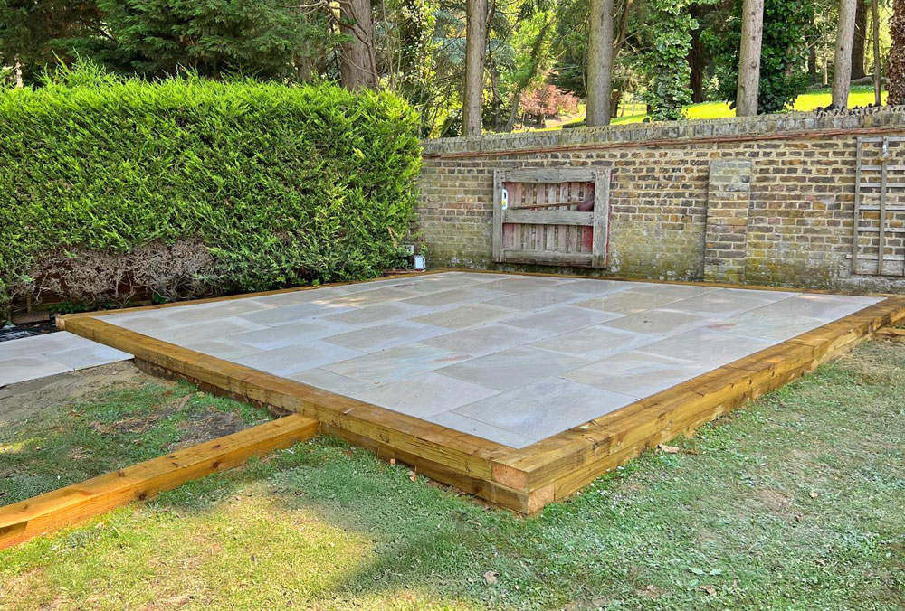 Patio timber edging